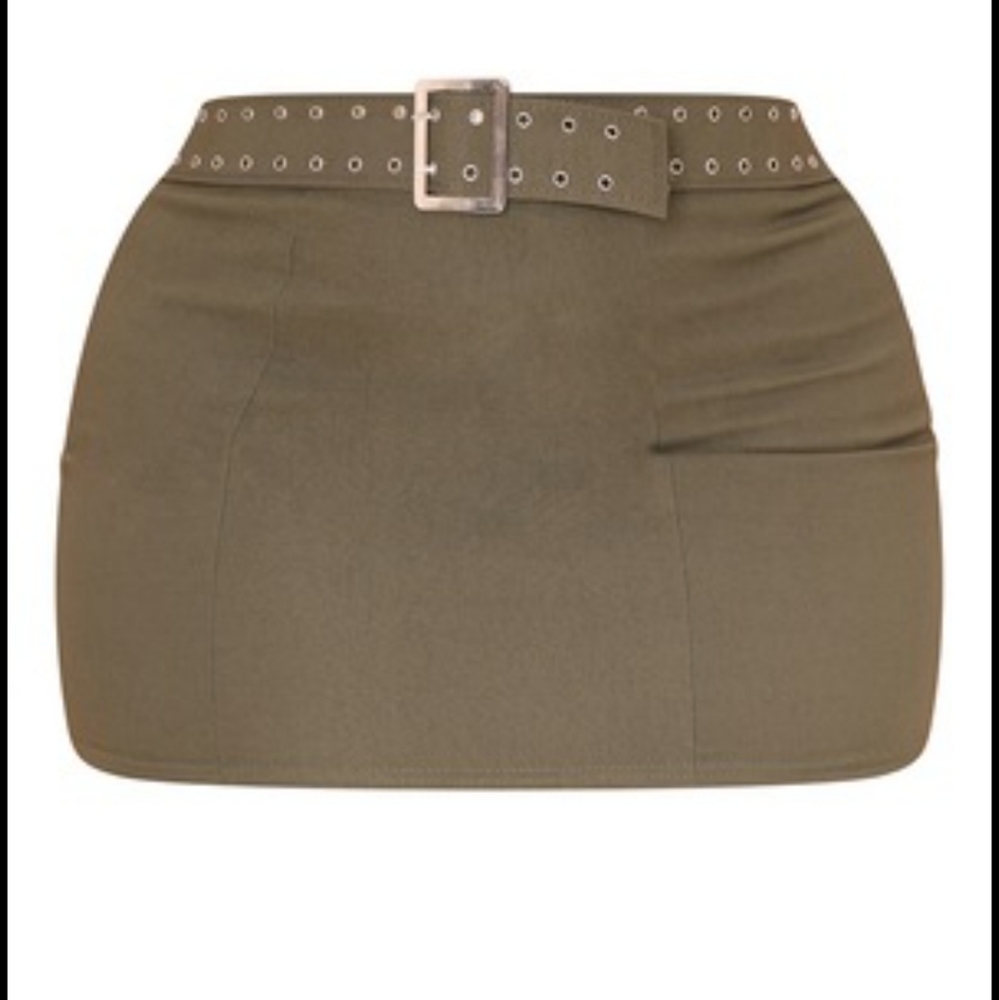 Army 🪖 Green Khaki Buckle Micro Mini Skirt (N.W.T.)